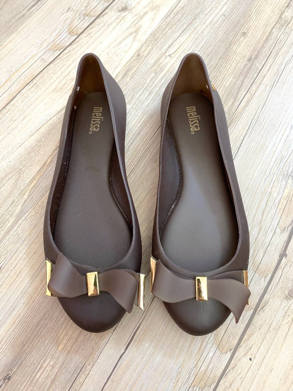 Melissa Brown Bow Jelly Flats Size 7